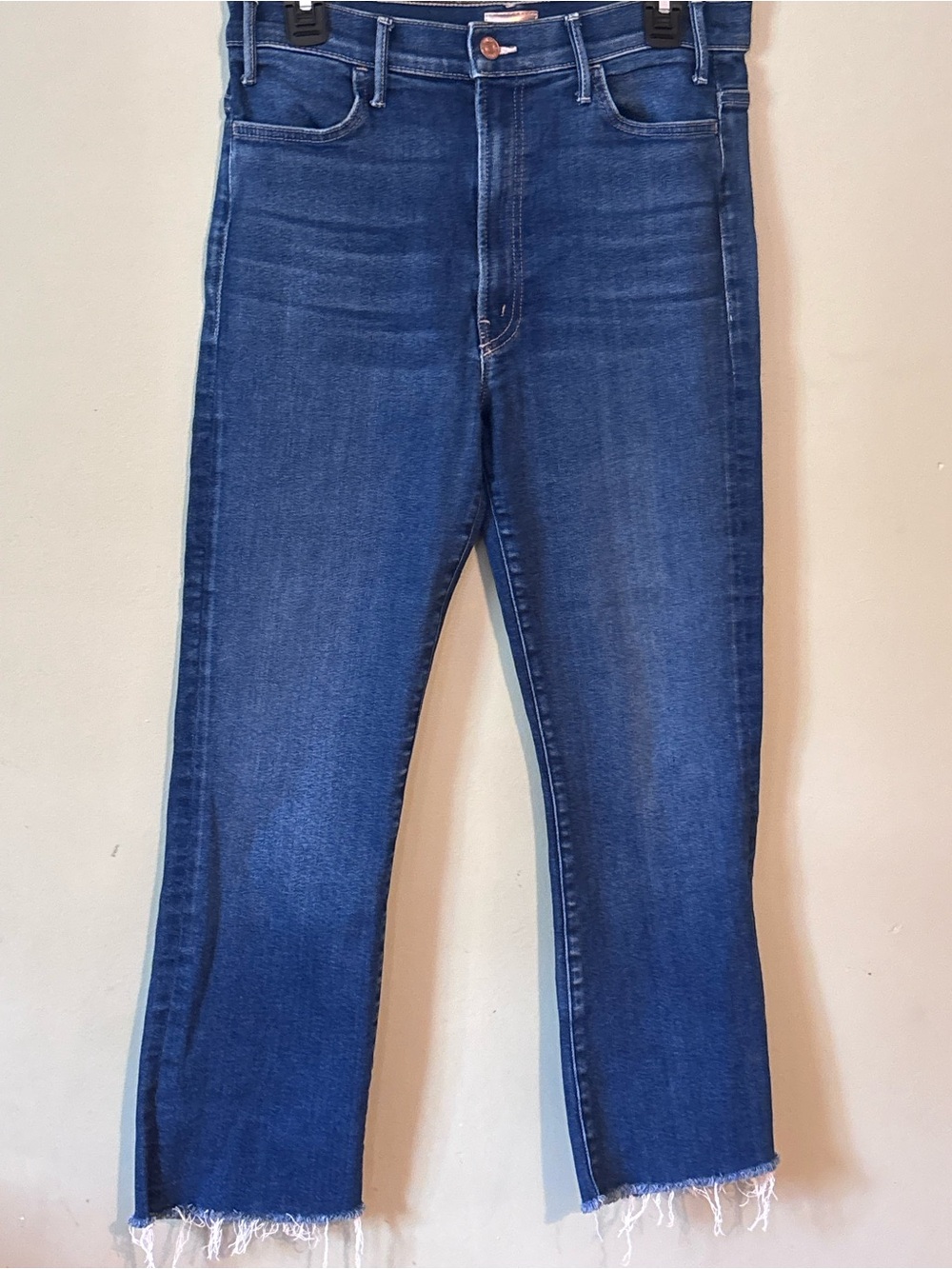MOTHER Cropped High-Rise Jeans in Dark Blue Wash size 31